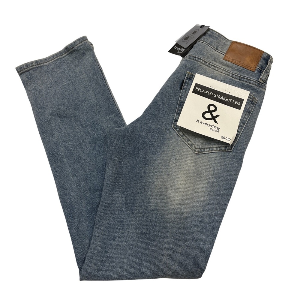 &‎ Everything Denim Jeans Relaxed Straight Leg Size 28/32 Distressed Light Wash
